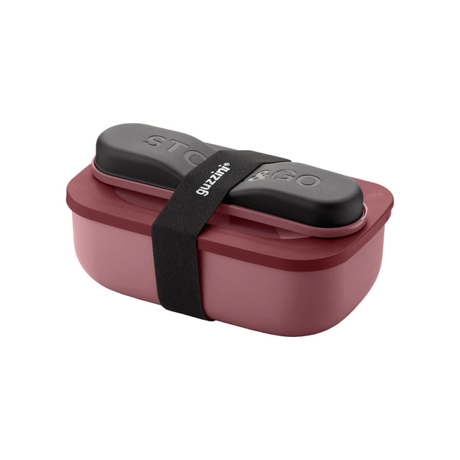 Zestaw Lunch Box z Sztućcami Podróżnymi 600 ml Czerwony Guzzini