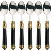 Rinascimento Gold Czarne - Zestaw 6 Łyżeczek Do Kawy W Pudełku