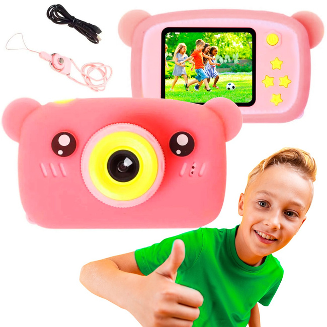 Extralink Kids Camera H25 Różowy - aparat cyfrowy - 1080p 30fps, wyświetlacz 2.0"