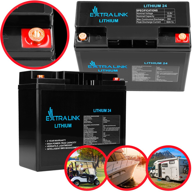 EXTRALINK Akumulator LiFePO4 12.8V 24Ah BMS Litowo-żelazowo-fosforanowy 12.8 V 24 Ah