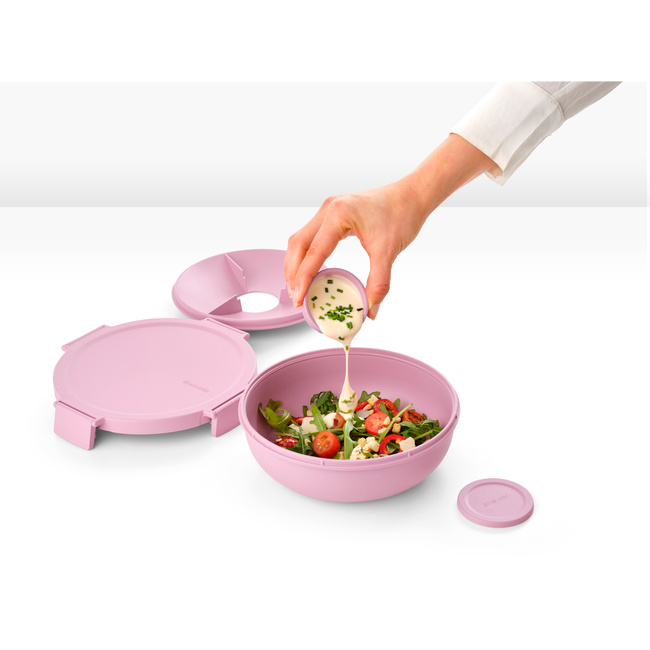 Miska na sałatkę Brabantia Make & Take 1,3 l z pojemnikiem na dressing, Lilac Pink