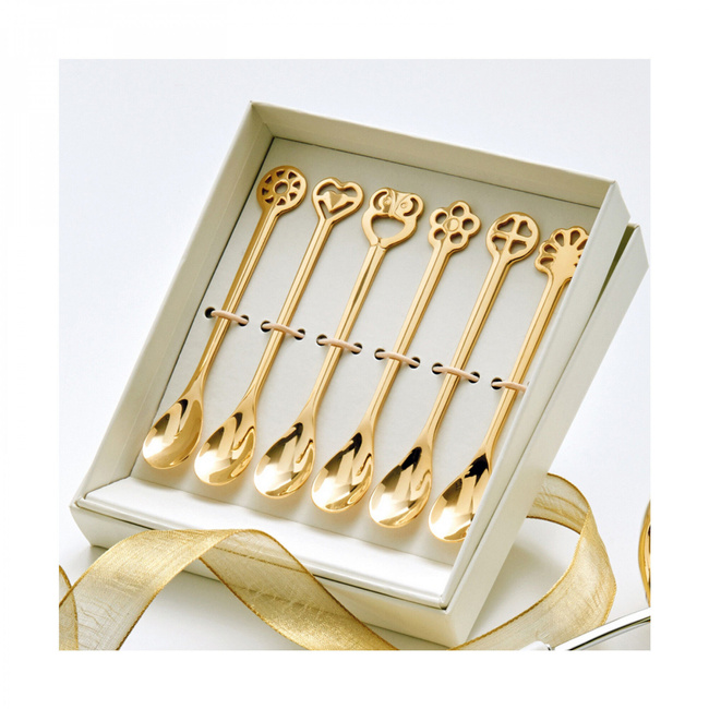 Portafortuna Zestaw 6 Złotych Łyżeczek Pvd Do Kawy W Pudełku - Bugatti