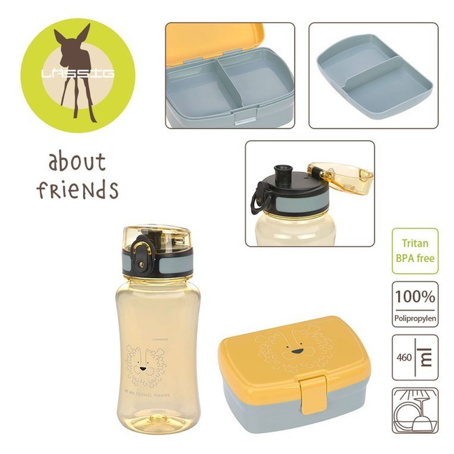 Zestaw na Lunch Lunchbox + Tritanowa Butelka - Bidon 460 ml About Friends Lew - Lassig