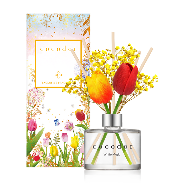 Dyfuzor zapachowy z patyczkami i prawdziwymi kwiatami Flower Tulip 200 ml White Musk