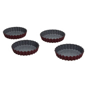 Zestaw Czterech Form Do Pieczenia Tart 10x10cm Bordowe - Tognana