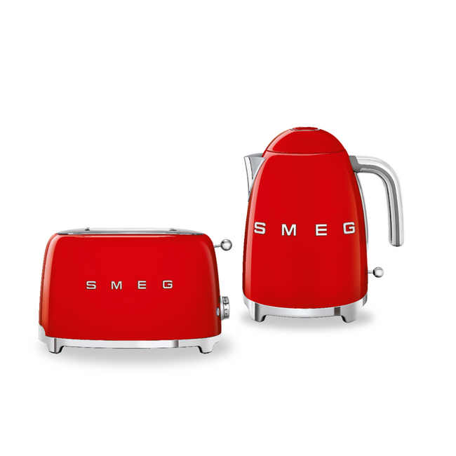 Zestaw Smeg - Czajnik + Toster na 2 kromki czerwony