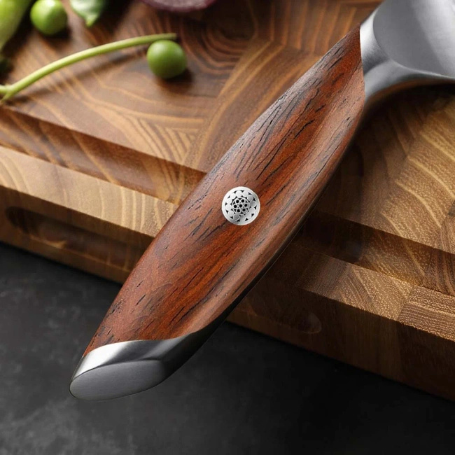 Dellinger Rose Wood Damascus Nóż Wykoścowy 19 Cm