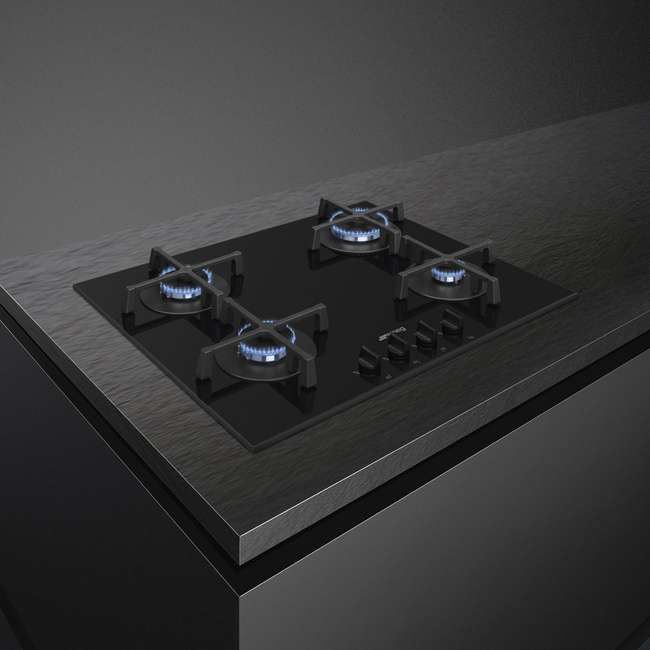 Smeg - Płyta gazowa, 60 cm, Selezione, PV264B SELEZIONE - czarny