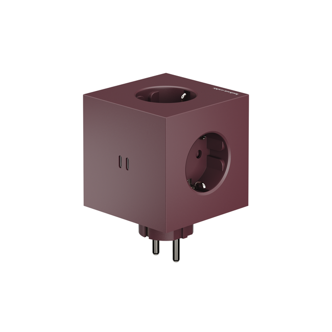 rozszerzacze gniazd elektrycznych 2 gniazda z podwójnym usb-c 30 W Square bordowy - Avolt