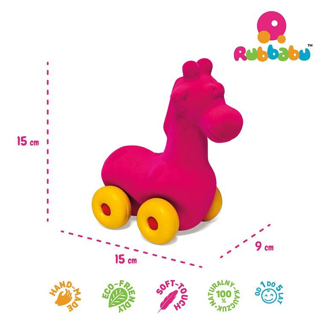 Żyrafa pojazd sensoryczny różowy - Rubbabu