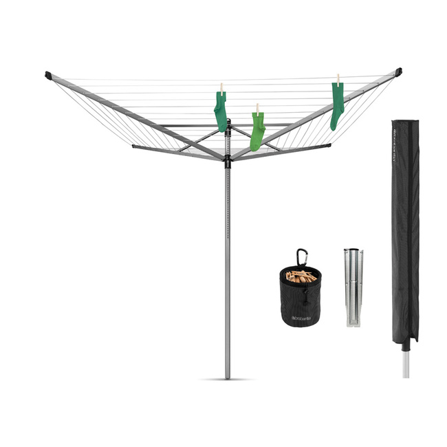 Suszarka ogrodowa Brabantia Lift-O-Matic Advance 60 m, szara, z mocowaniem do gruntu