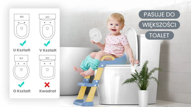 Extralink Kids | Nakładka na sedes ze stopniem | niebieska, do nauki WC, dla dzieci, drabinka do deski, na toaletę