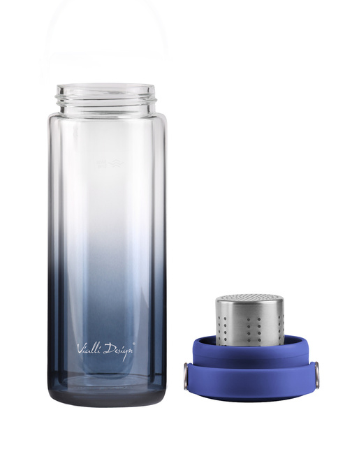 Butelki z podwójną ścianką i zaparzaczem Fuori 350 ml granatowa - Vialli Design
