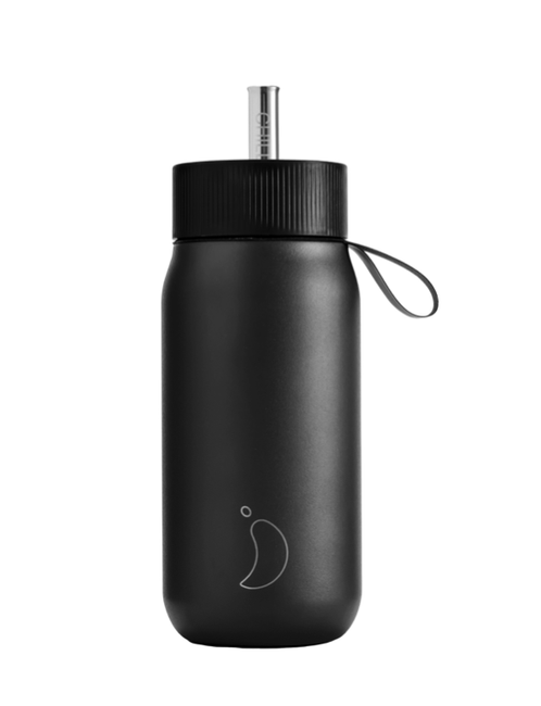 Termiczny kubek 2w1 ze słomką | 750ml | Czarny series 2 - Chillys bottles