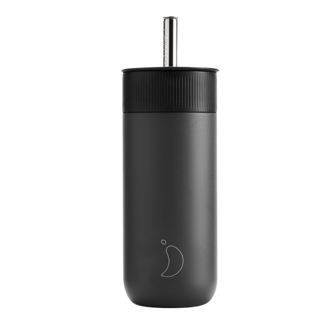 kubki termiczne z pokrywką i słomką 500 ml czarny - Chilly's Bottles