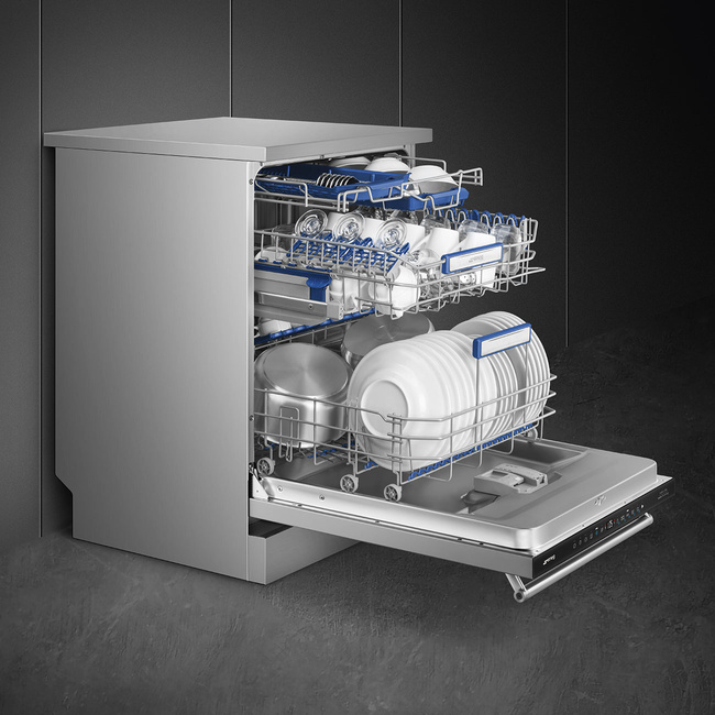 Smeg - Zmywarka wolnostojąca z panelem odkrytym CLASSICA LVS345BQSTX Stal nierdzewna