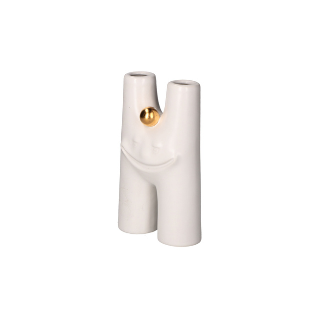 Wazon ceramiczny litera H Rituali Domestici Glinfluencer, biało-złoty, 16 cm