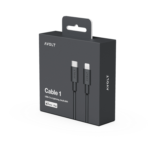 Kabel 1 Usb C Do Ładowania Lightning (Mfi), 2 M - Czarny - Avolt