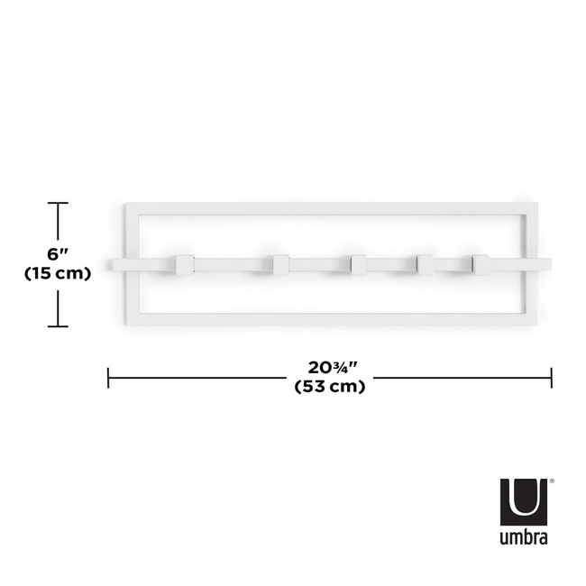 Wieszak na ubrania 5 haków, biały, Cubiko - Umbra