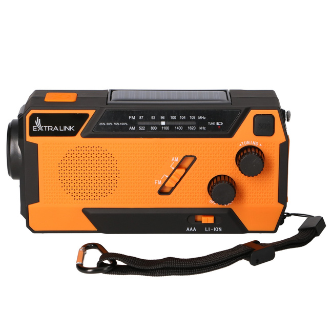 EXTRALINK SR-4000 Radio awaryjne solarne z korbką dynamo powerbank 4000mAh latarka SOS