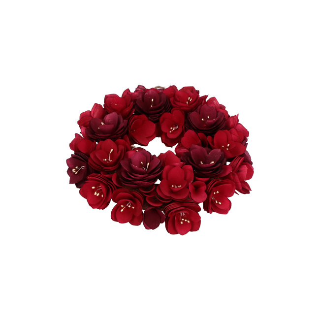 Wieńce świąteczne Rituali Domestici Rosesurose, czerwone ze złotem, kwiatowe, 2 szt., 30 cm