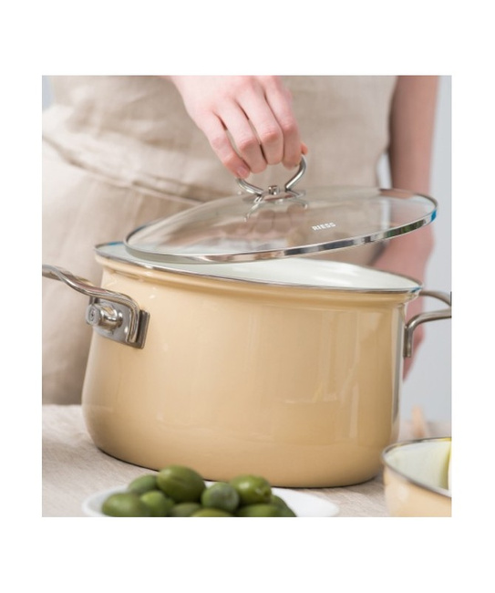 Garnek Riess wysoki z pokrywą 6,5l 24cm Avorio