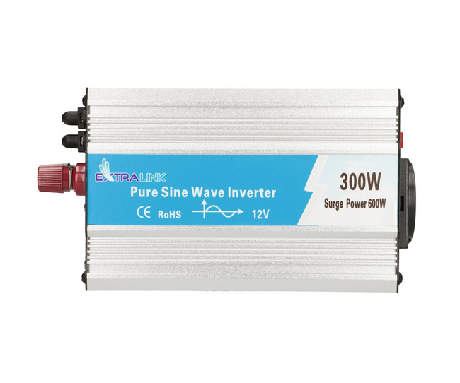 Przetwornica napięcia Extralink OPIP-300W, 12 V na 230 V, czysty sinus, 300 W
