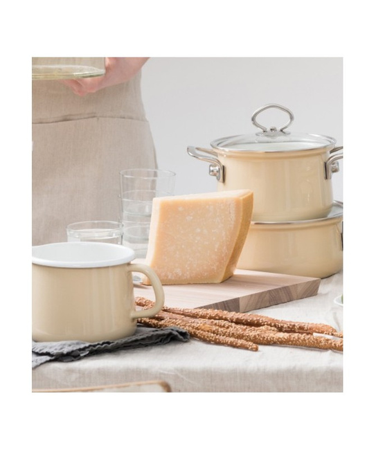 Garnek Riess wysoki z pokrywą 6,5l 24cm Avorio