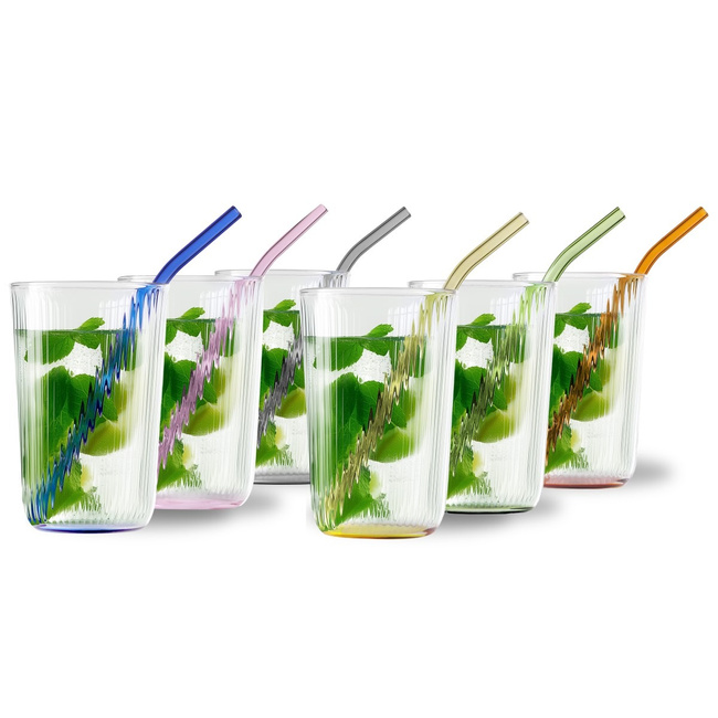 Szklanki z kolorowym dnem 500 ml ze słomkami Vibra - Vialli Design