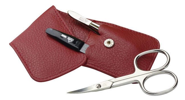 Zestaw do manicure 3 cz. stal niklowana czerwony - Erbe Solingen