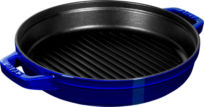 Zestaw 3 naczyń żeliwnych z pokrywką - 24 cm, Niebieski - Staub