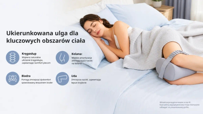 Poduszka między kolana Momcozy EP001 do spania na boku, szara