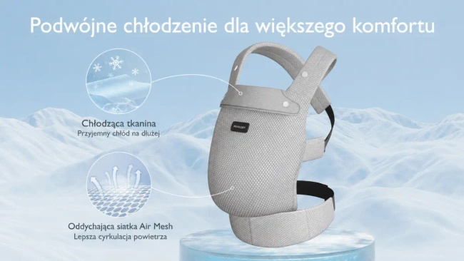 Nosidełko dla niemowląt i dzieci Momcozy BC001 PureHug, szare, bawełniane
