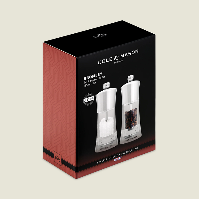 Zestaw akrylowych młynków do soli i pieprzu Bromley 15 cm Cole & Mason