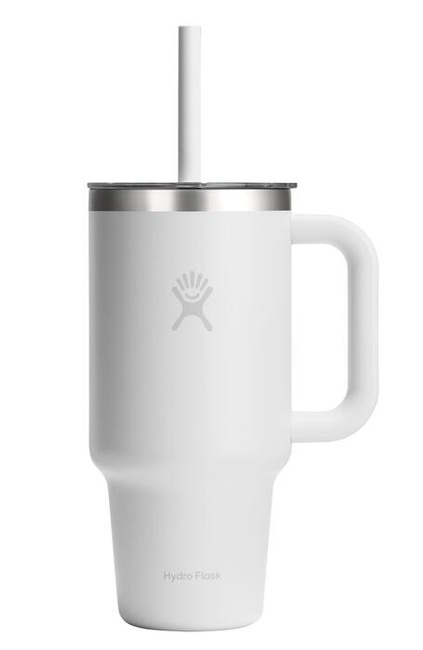Biały kubek termiczny Hydro Flask 32 oz Travel Tumbler z uchwytem i słomką