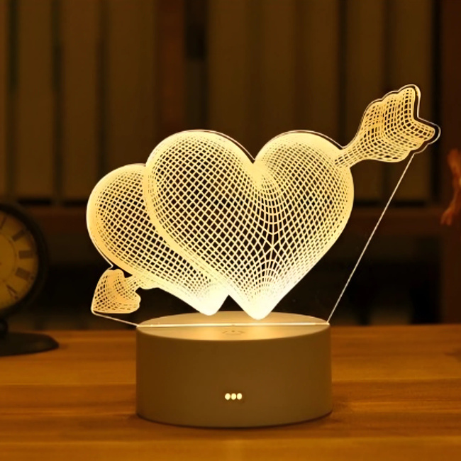Extralink Home | Lampka nocna przebite serca 3D | Iluzja optyczna do sypialni USB