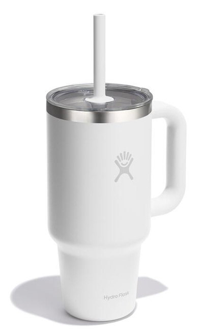 Biały kubek termiczny Hydro Flask 32 oz Travel Tumbler z uchwytem i słomką