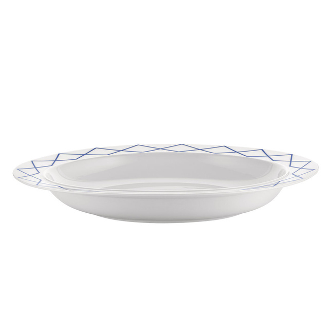 Owalny talerz do serwowania z zdobionej białej porcelany 38 cm La Bella Tavola A - Alessi