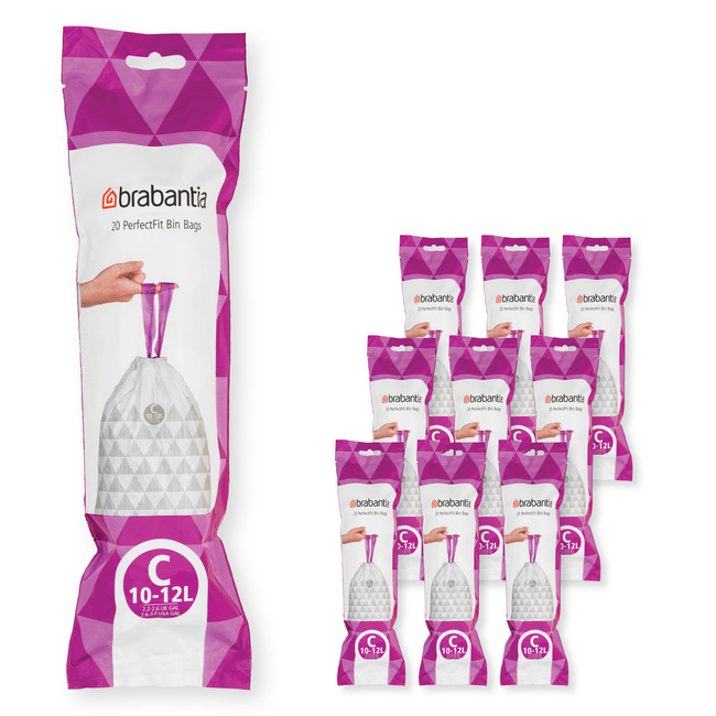 Worki na śmieci Brabantia PerfectFit rozmiar C 10-12 l, 10 rolek po 20 szt.