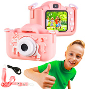 EXTRALINK Kids Camera H29 Aparat Cyfrowy dla Dzieci Różowy 1080P 30fps Wyświetlacz 2.0"