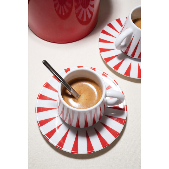 Filiżanki do kawy ze spodkami Alessi Delight NZ08SET, 2 szt., czerwone, 110 ml