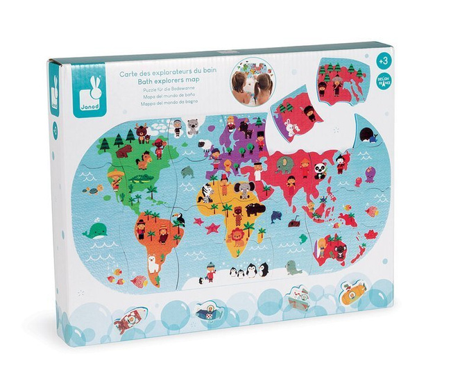Puzzle do kąpieli Mapa świata 28 elementów 3+ - Janod
