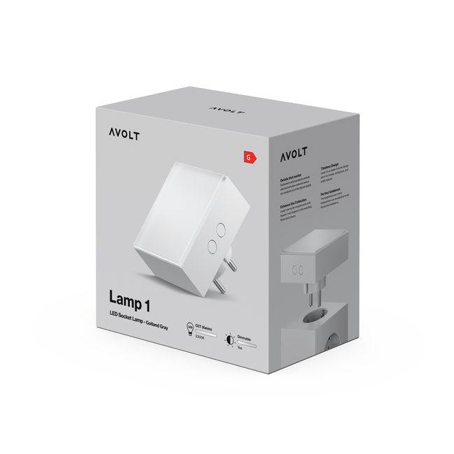 Lampka LED do gniazdka Avolt Lamp 1, szara Gotland Gray, ściemniana