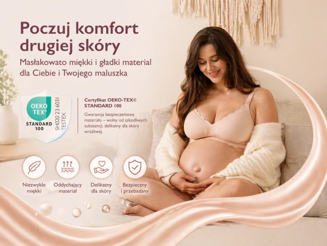 Bezszwowy biustonosz do karmienia Momcozy YN46 Floral, beżowy, rozmiar M