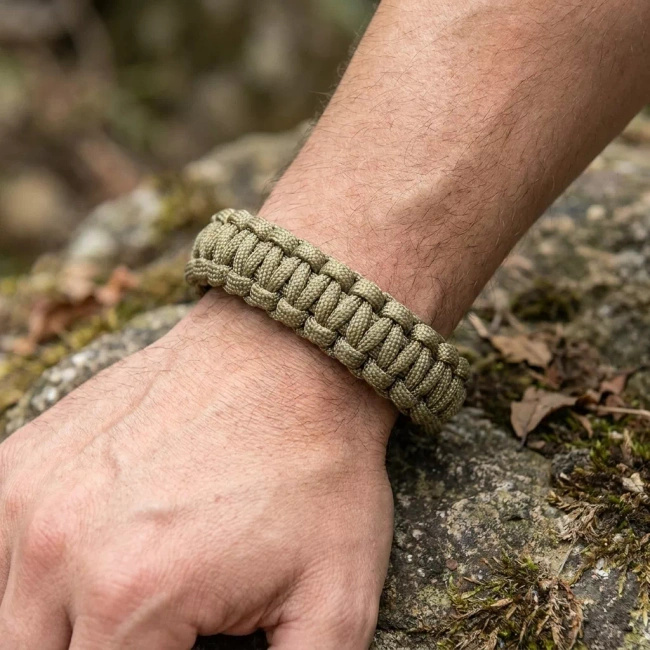 Bransoletka survivalowa paracord z gwizdkiem Desert Camo 22 cm