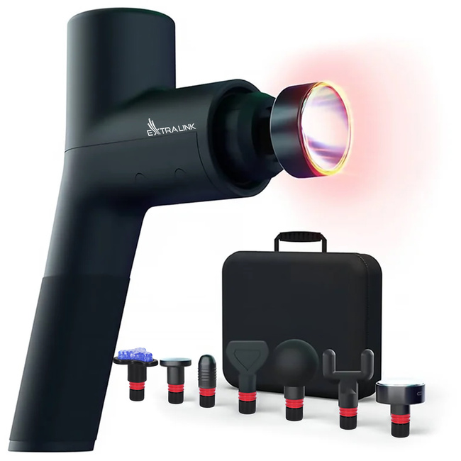Extralink Massage Gymgun Fit 2.0 Pro | Pistolet do masażu | 7 głowic, 6 trybów