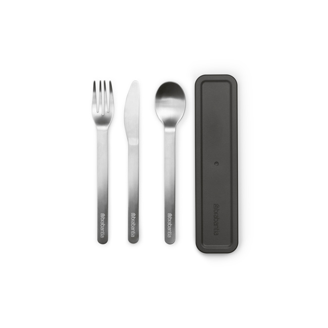 Zestaw sztućców Brabantia Make & Take w etui, 3 elementy, Dark Grey