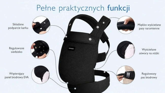 Nosidełko ergonomiczne Momcozy BC001 PureHug Air Mesh, czarne