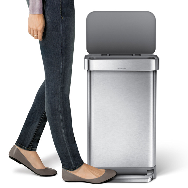 Kosz pedałowy Simplehuman CW2080, 45 l, z kieszenią na worki, stal szczotkowana