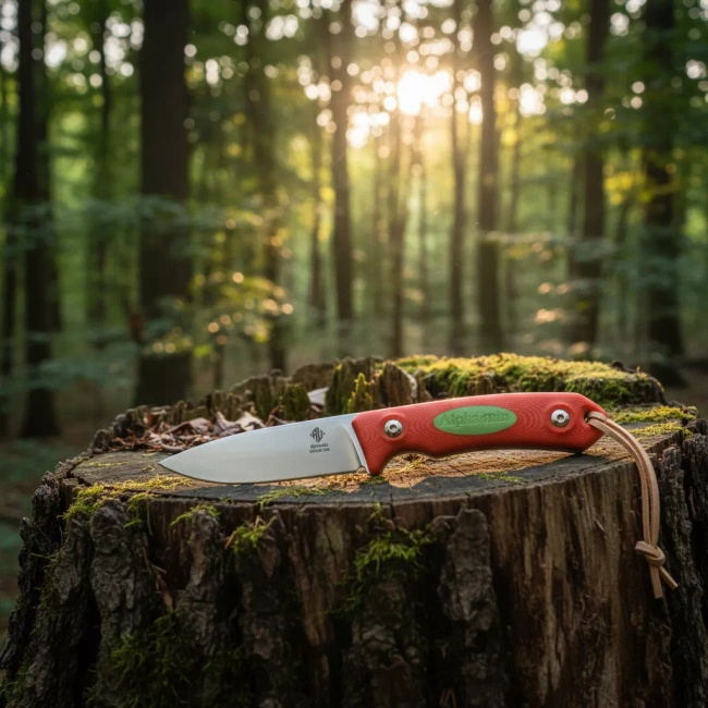 Nóż Womsi Alpha Miu S90V z czerwoną rękojeścią z mikarty, 16 cm